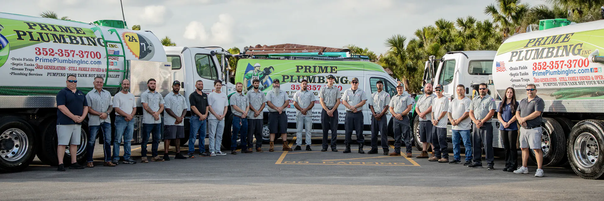 Prime Plumbing technicians and service fleet